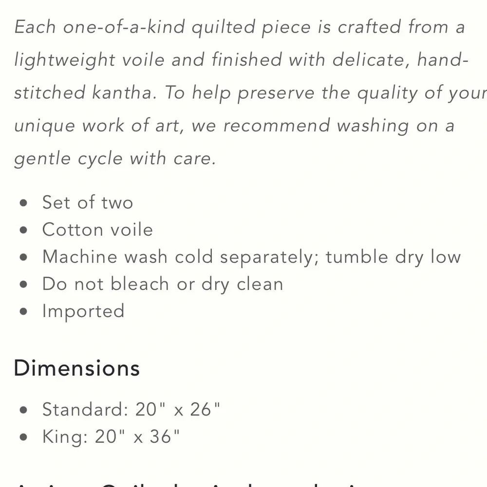 Anthropologie Sunder Standard Sham Set NWT